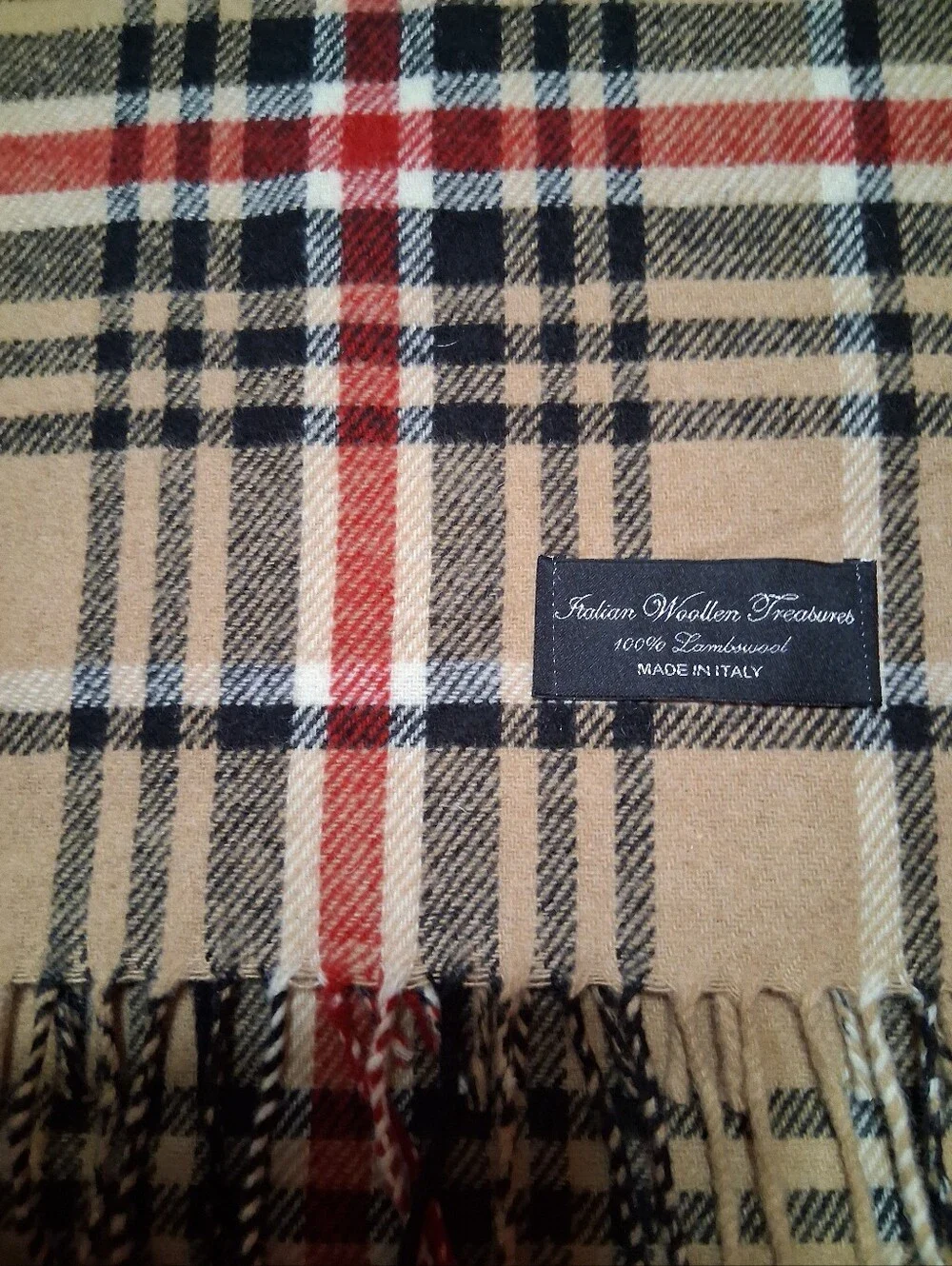 tartan plaid 100% Lambswool Italian Woollen Treasures winter neck scarf, Fringes